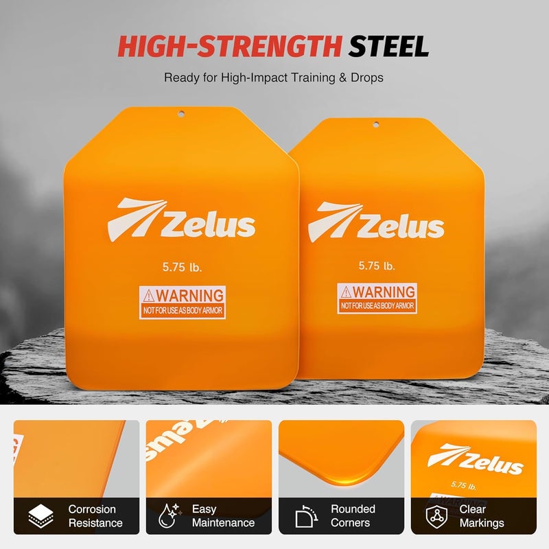 ZELUS Curved Weighted Vest Plates for Workout, 5.75/8.75/13.75LB Pairs Steel Weight Plates for Tactical Weight Vest, Ergonomic Training Plates for Running, CrossFit & Strength Training - Image 3